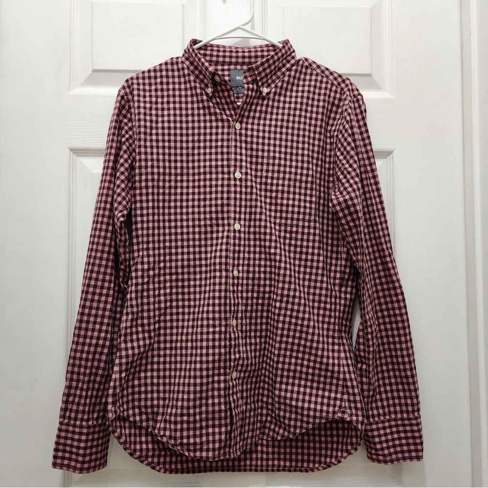 Bonobos Men's Slim Fit Gingham Print Button Down Long Sleeve Shirt